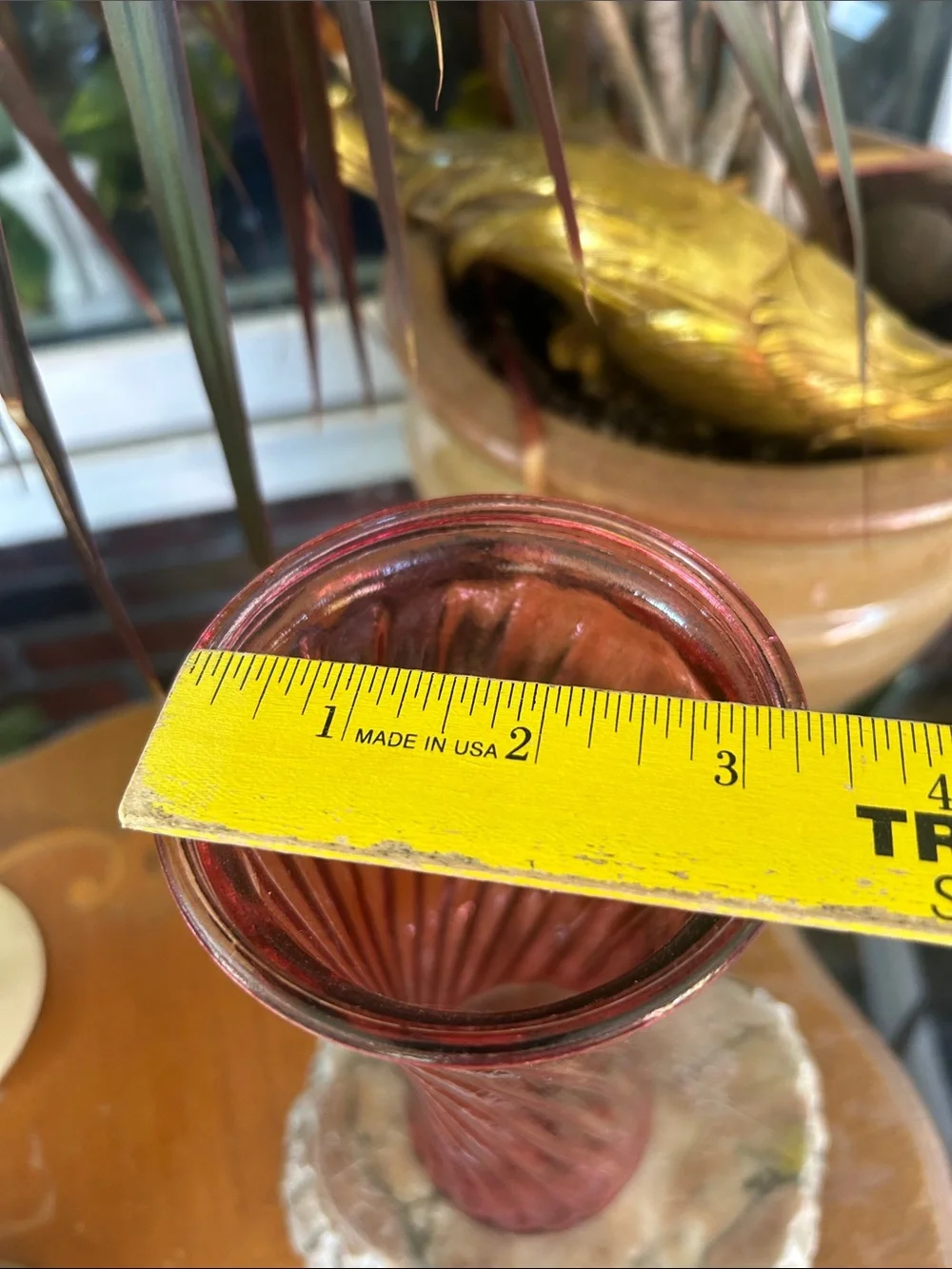 Vintage Swirled Cranberry Glass Vase